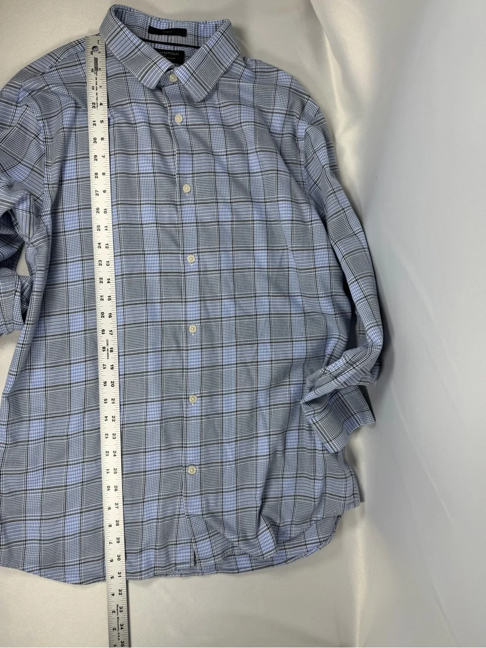 Banana Republic Men’s Blue Plaid Wrinkle‑Resistant Slim Fit Dress Shirt |Size XL